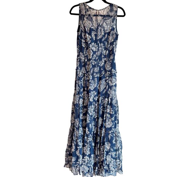 Madewell Women's Sheer V-Neck Maxi Dress in Saylor Floral Navy Size 2 NWT - Picture 8 of 15